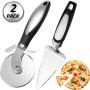 Mudder Pizza Cutter Wheel Pizza Server Set Stainless Steel Pizza Wheel Pizza Cutter With Non Slip Handle Ideal For Pizza Pies Waffles And Dough Cookies