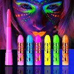Glow In The Black Light Face & Body Paint Neon Glow Fluorescent Face Paint Crayons For Halloween Club Makeup Xmas Glow Party