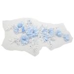 Beaded Hot Drilling Lace Bridal Beaded Flowers Embroidery Sky Blue