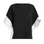 Signature Wide Sleeve Top -white black
