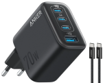 anker zolo 70w 4-ports with usb-c cable - black b121cl11