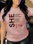 Letter Print T-Shirt Casual Short Sleeve Crew Neck Top For Spring & Summer Women's Clothing