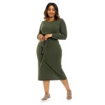 Donnay Plus Size Casual Knit Bodycon T-Shirt Dress - Fatigue