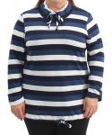 Ladies Stripe Funnel Neck Jersey - 60 Blue crm