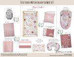 Cot Duvet Bedding Scattered Watercolour Flower Set