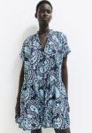 Tunic Dress -navy Blue Paisley-patterned