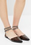 VEE1 Ankle Tie Ballet - Black