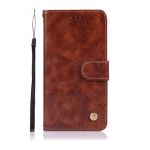 Vintage Faux Leather Flip Case For Huawei Y7 Pro 2019 - Brown