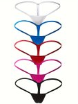 5PCS Solid Seamless Low Waist Thongs Sexy Comfy Breathable Stretchy Intimates Panties Women's Lingerie & Underwear
