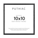 Puthiac 10X10 Solid Oak Wood Picture Frame Fits 6X6 With Mat Or 10X10 Without Mat Wall Display Only Plexi Front 1 Pack Black