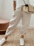 Solid Drawstring Pants Casual Dual Pockets Pants Women's Clothing