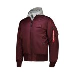 Alpha Industries Mens MA-1 Dtec Mens Jacket In Dark Cherry And Grey - Dark Cherry And Grey 3XL