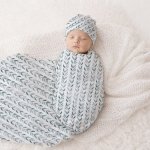 Leafy Pattern Green Swaddle Wrap Set Newborn Hospital Set Sa