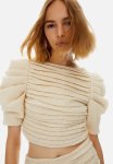 Draped Crop Top - Beige