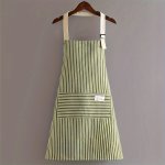 1 Adjustable Kitchen Cooking Apron Cotton And Linen Machine Washable With 2 Pockets Cotton And Linen Coloured Striped Apron Stai
