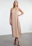 A-line Satin Dress - Stone