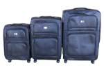 Smte 3-PIECE Pu Luggage Set Textured Spinner Wheels Built-in Locks Black With Keychain
