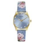 Guess Ladies Blue Gold Tone Analog Watch With Denim Strap