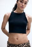 Cropped Microfibre Vest Top - Black