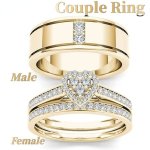1PC Delicate Couple Ring Men' Fashion Synthetic Zircon Heart Wedding Ring Set Men's Engagement Ring Valentine's Day Gift