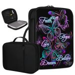 Breidmkfm Bible Cover Bible Case For Women Pink Purple Butterfly Bible Holder With Handle And Zippered Pocket Bible Cover Carryi