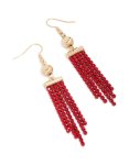 Goldair Gold Ball & Red Diamante Cupchain Stands Drop Earrings
