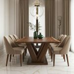 Horizon Walnut Dining Set 8 Chairs