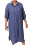 Ladies Plain Shirtdress - 60 Navy