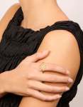 Goldair Gold Plated Diamante Mother Mary Motif Ring - M l