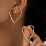 Large Hollow Heart Shaped Stud Earrings Zinc Alloy Jewelry Vintage Elegant Style For Women Dating Earrings