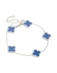 Mens Waterproof Stainless Steel Navy Flower Chain Bracelet