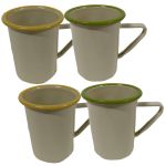 Home Kitchen Camping Latte Size Enamel Mug Set Of 4 Retro 10CM Deep