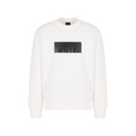 Armani Exchange Men's Monochromatic Rectangle Logo Sweatshirt Off White Small