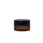 5G Amber Glass Jar And Black Lid And Inner Lid Shive Complete