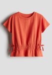 Cotton Jersey Peplum Top - Orange