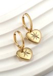 Starburst Heart Drop And Hoop Earring - Gold