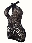 Erotic Fishnet Bodycon Dress Hollow Out Sheer Backless Babydoll Women's Sexy Lingerie & Underwear