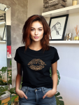 Leopard Kiss Fitted Tee - Black - Large