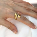 Chic Wrap Ring Chunky Waterdrop Design Suitable For Men And Women Match Daily Outfits Party Accessory Adjustable Jewelry
