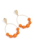 Goldair Gold Round Orange Beaded Drop Earrings