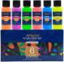 Artecho Glow In The Dark Paint - Set Of 6 Colours 60ML Acrylic Paints