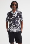 Relaxed Fit Patterned Resort Shirt - Black patterned