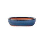 Assorted Glazed Bonsai Pots 6" - Blue Shallow Oval 15.5 X 12 X 3CM