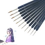 11PCS Miniature Hook Line Pen Art Detail Paint Brushes Set Weasel Hair Painting Brushes For Gouache Watercolor Oil Face Nail Roc