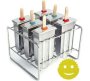 Reusable Stainless Steel Ice Cream Popsicle Moulds & Rack - Set Of 6