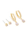 Goldair Gold Plated Brass Light Amethyst Cubic Zirconia June Birthstone Earrings 2 Pack