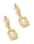 Goldair Gold Plated Cubic Zirconia Yellow Square Drop Huggie Earrings