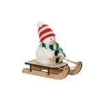 Snowman Foam With Wood Sleigh 5.3X13X11.5CM - Red Beanie