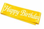 Party Happy Birthday Yellow Sash White Print