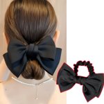 1PC Black Bow Elastic Hair Ties Simple Headwear For Girls